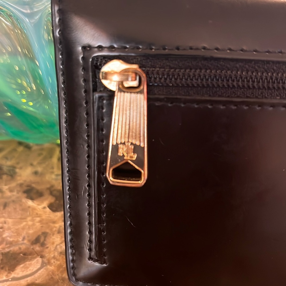 Lauren Ralph Lauren Black Leather Slim Snap Wallet - Picture 8 of 15